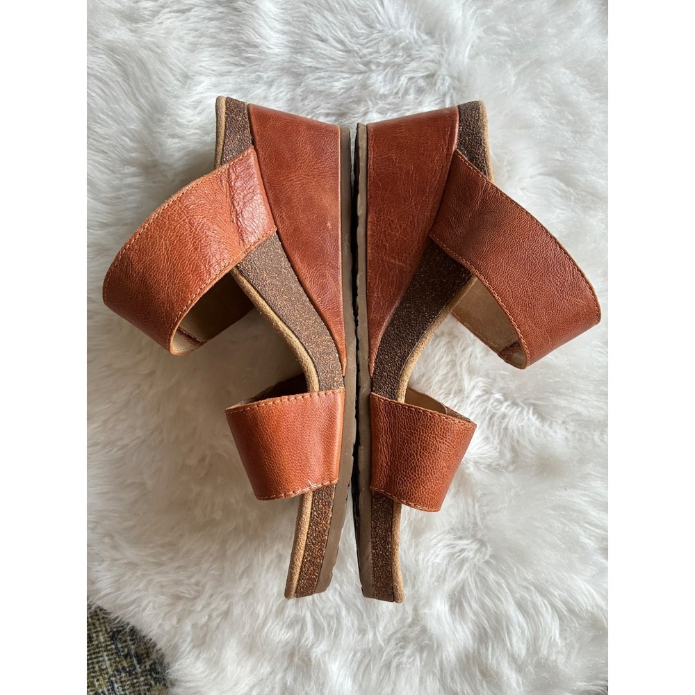 Aetrex Marilyn womens Brown Leather Cork Wedge Sandals Embellished Size 9/9.5 - Picture 2 of 6